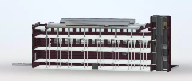 BIM model van appartementsgebouw door INVAR landmeters